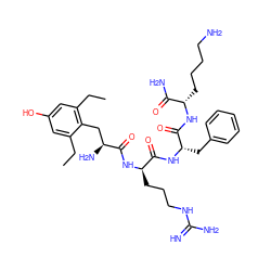 CCc1cc(O)cc(CC)c1C[C@H](N)C(=O)N[C@H](CCCNC(=N)N)C(=O)N[C@@H](Cc1ccccc1)C(=O)N[C@@H](CCCCN)C(N)=O ZINC000653882875