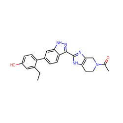 CCc1cc(O)ccc1-c1ccc2c(-c3nc4c([nH]3)CCN(C(C)=O)C4)n[nH]c2c1 ZINC001772572357