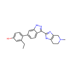 CCc1cc(O)ccc1-c1ccc2c(-c3nc4c([nH]3)CCN(C)C4)n[nH]c2c1 ZINC001772602627