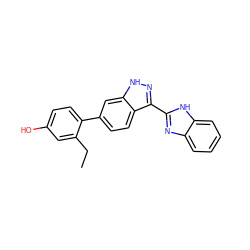 CCc1cc(O)ccc1-c1ccc2c(-c3nc4ccccc4[nH]3)n[nH]c2c1 ZINC000167235280