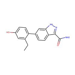 CCc1cc(O)ccc1-c1ccc2c(C(N)=O)n[nH]c2c1 ZINC000584905407