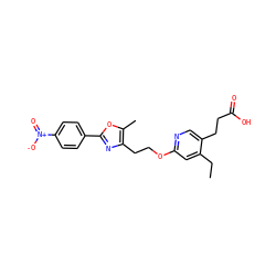 CCc1cc(OCCc2nc(-c3ccc([N+](=O)[O-])cc3)oc2C)ncc1CCC(=O)O ZINC001772621685