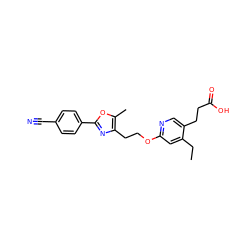 CCc1cc(OCCc2nc(-c3ccc(C#N)cc3)oc2C)ncc1CCC(=O)O ZINC001772580308