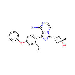 CCc1cc(Oc2ccccc2)ccc1-c1nc([C@H]2C[C@@](C)(O)C2)n2ccnc(N)c12 ZINC000261171412