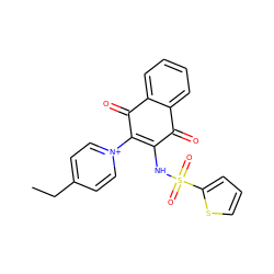 CCc1cc[n+](C2=C(NS(=O)(=O)c3cccs3)C(=O)c3ccccc3C2=O)cc1 ZINC000002308183