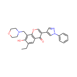 CCc1cc2c(=O)c(-c3cnn(-c4ccccc4)c3)coc2c(CN2CCOCC2)c1O ZINC000023224677