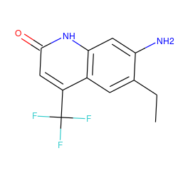 CCc1cc2c(C(F)(F)F)cc(=O)[nH]c2cc1N ZINC000014968341