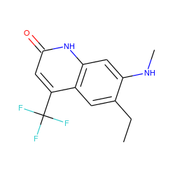 CCc1cc2c(C(F)(F)F)cc(=O)[nH]c2cc1NC ZINC000014968365