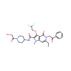 CCc1cc2c(c(OCC(F)F)c(C(=O)NC3CCN(C(=O)CO)CC3)n2C)c(=O)n1CC(=O)c1ccccc1 ZINC000095559866