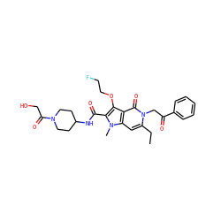 CCc1cc2c(c(OCCF)c(C(=O)NC3CCN(C(=O)CO)CC3)n2C)c(=O)n1CC(=O)c1ccccc1 ZINC000095558886