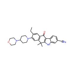 CCc1cc2c(cc1N1CCC(N3CCOCC3)CC1)C(C)(C)c1[nH]c3cc(C#N)ccc3c1C2=O ZINC000066166864