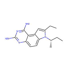 CCc1cc2c3c(N)nc(N)nc3ccc2n1[C@@H](C)CC ZINC000005847694