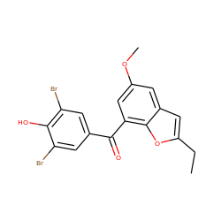 CCc1cc2cc(OC)cc(C(=O)c3cc(Br)c(O)c(Br)c3)c2o1 ZINC000071329806