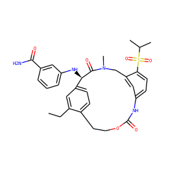 CCc1cc2ccc1CCOC(=O)Nc1ccc(S(=O)(=O)C(C)C)c(c1)CN(C)C(=O)[C@@H]2Nc1cccc(C(N)=O)c1 ZINC000142805615