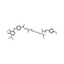 CCc1ccc(/C=C2\SC(=O)N(CCCCCNC(=O)CNC(=O)c3ccc(Nc4ccc([N+](=O)[O-])c5nonc45)cc3)C2=O)cc1 ZINC001772610604