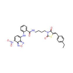 CCc1ccc(/C=C2\SC(=O)N(CCCCNC(=O)c3ccccc3Nc3ccc([N+](=O)[O-])c4nonc34)C2=O)cc1 ZINC000068244654