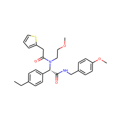 CCc1ccc([C@@H](C(=O)NCc2ccc(OC)cc2)N(CCOC)C(=O)Cc2cccs2)cc1 ZINC000008829180