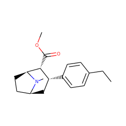 CCc1ccc([C@@H]2C[C@H]3CC[C@@H]([C@@H]2C(=O)OC)N3C)cc1 ZINC000027213307