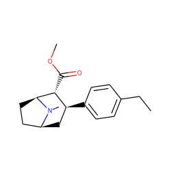 CCc1ccc([C@H]2C[C@H]3CC[C@@H]([C@@H]2C(=O)OC)N3C)cc1 ZINC000027213310