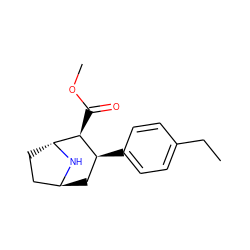 CCc1ccc([C@H]2C[C@H]3CC[C@@H](N3)[C@H]2C(=O)OC)cc1 ZINC000100949829