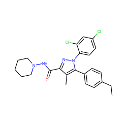 CCc1ccc(-c2c(C)c(C(=O)NN3CCCCC3)nn2-c2ccc(Cl)cc2Cl)cc1 ZINC000029235856