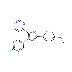 CCc1ccc(-c2cc(-c3ccc(F)cc3)c(-c3ccncc3)[nH]2)cc1 ZINC000027718286