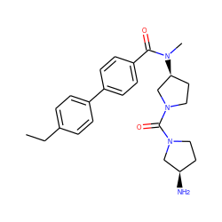 CCc1ccc(-c2ccc(C(=O)N(C)[C@H]3CCN(C(=O)N4CC[C@@H](N)C4)C3)cc2)cc1 ZINC000036351796