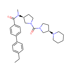 CCc1ccc(-c2ccc(C(=O)N(C)[C@H]3CCN(C(=O)N4CC[C@@H](N5CCCCC5)C4)C3)cc2)cc1 ZINC000034892306