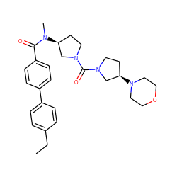 CCc1ccc(-c2ccc(C(=O)N(C)[C@H]3CCN(C(=O)N4CC[C@@H](N5CCOCC5)C4)C3)cc2)cc1 ZINC000036351804