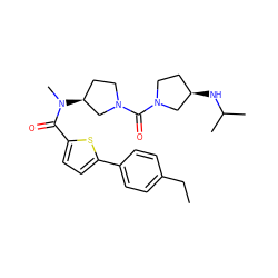 CCc1ccc(-c2ccc(C(=O)N(C)[C@H]3CCN(C(=O)N4CC[C@@H](NC(C)C)C4)C3)s2)cc1 ZINC000036151847