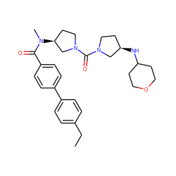 CCc1ccc(-c2ccc(C(=O)N(C)[C@H]3CCN(C(=O)N4CC[C@@H](NC5CCOCC5)C4)C3)cc2)cc1 ZINC000036351826
