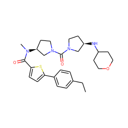 CCc1ccc(-c2ccc(C(=O)N(C)[C@H]3CCN(C(=O)N4CC[C@@H](NC5CCOCC5)C4)C3)s2)cc1 ZINC000003987456