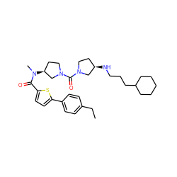 CCc1ccc(-c2ccc(C(=O)N(C)[C@H]3CCN(C(=O)N4CC[C@@H](NCCCC5CCCCC5)C4)C3)s2)cc1 ZINC000036351708