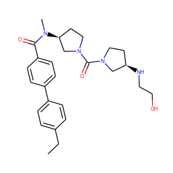 CCc1ccc(-c2ccc(C(=O)N(C)[C@H]3CCN(C(=O)N4CC[C@@H](NCCO)C4)C3)cc2)cc1 ZINC000036351787