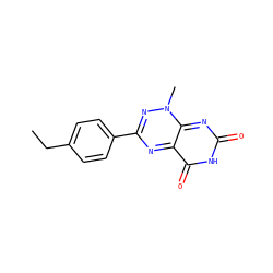 CCc1ccc(-c2nc3c(=O)[nH]c(=O)nc-3n(C)n2)cc1 ZINC000096282735