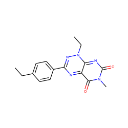 CCc1ccc(-c2nc3c(=O)n(C)c(=O)nc-3n(CC)n2)cc1 ZINC000004512036