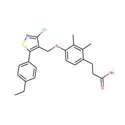 CCc1ccc(-c2snc(Cl)c2COc2ccc(CCC(=O)O)c(C)c2C)cc1 ZINC000217570219