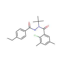 CCc1ccc(C(=O)NN(C(=O)c2cc(C)cc(C)c2Cl)C(C)(C)C)cc1 ZINC000103197581