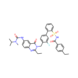 CCc1ccc(C(=O)NS(=O)(=O)c2ccccc2-c2ccc(Cn3c(CC)nc4ccc(NC(=O)N(C)C(C)C)cc4c3=O)c(F)c2)cc1 ZINC000026397972