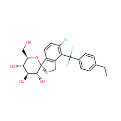 CCc1ccc(C(F)(F)c2c(Cl)ccc3c2CO[C@]32O[C@H](CO)[C@@H](O)[C@H](O)[C@H]2O)cc1 ZINC000045252898