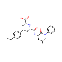 CCc1ccc(CC[C@H](N[C@H](C)C(=O)O)C(=O)N[C@@H](CC(C)C)C(=O)Nc2ccccc2)cc1 ZINC000026493515