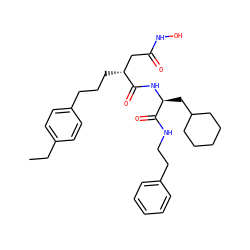 CCc1ccc(CCC[C@H](CC(=O)NO)C(=O)N[C@@H](CC2CCCCC2)C(=O)NCCc2ccccc2)cc1 ZINC000026398821