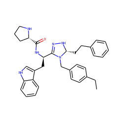 CCc1ccc(CN2C([C@@H](Cc3c[nH]c4ccccc34)NC(=O)[C@@H]3CCCN3)=NN[C@@H]2CCc2ccccc2)cc1 ZINC000028870578