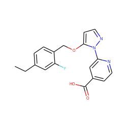 CCc1ccc(COc2ccnn2-c2cc(C(=O)O)ccn2)c(F)c1 ZINC000146673438