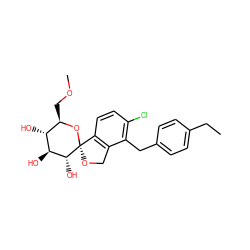 CCc1ccc(Cc2c(Cl)ccc3c2CO[C@]32O[C@H](COC)[C@@H](O)[C@H](O)[C@H]2O)cc1 ZINC000045324995