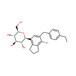 CCc1ccc(Cc2cc([C@@H]3O[C@H](CO)[C@@H](O)[C@H](O)[C@H]3O)c3c(c2Br)CCC3)cc1 ZINC000206121539