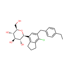 CCc1ccc(Cc2cc([C@@H]3O[C@H](CO)[C@@H](O)[C@H](O)[C@H]3O)c3c(c2Cl)CCC3)cc1 ZINC000206117209