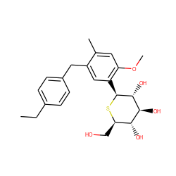 CCc1ccc(Cc2cc([C@@H]3S[C@H](CO)[C@@H](O)[C@H](O)[C@H]3O)c(OC)cc2C)cc1 ZINC000049112604