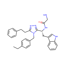 CCc1ccc(Cn2c(CCc3ccccc3)nnc2[C@@H](Cc2c[nH]c3ccccc23)NC(=O)CN)cc1 ZINC000014970400