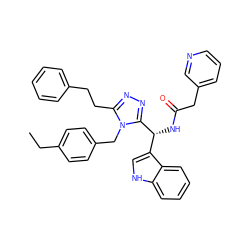 CCc1ccc(Cn2c(CCc3ccccc3)nnc2[C@H](NC(=O)Cc2cccnc2)c2c[nH]c3ccccc23)cc1 ZINC000028973143